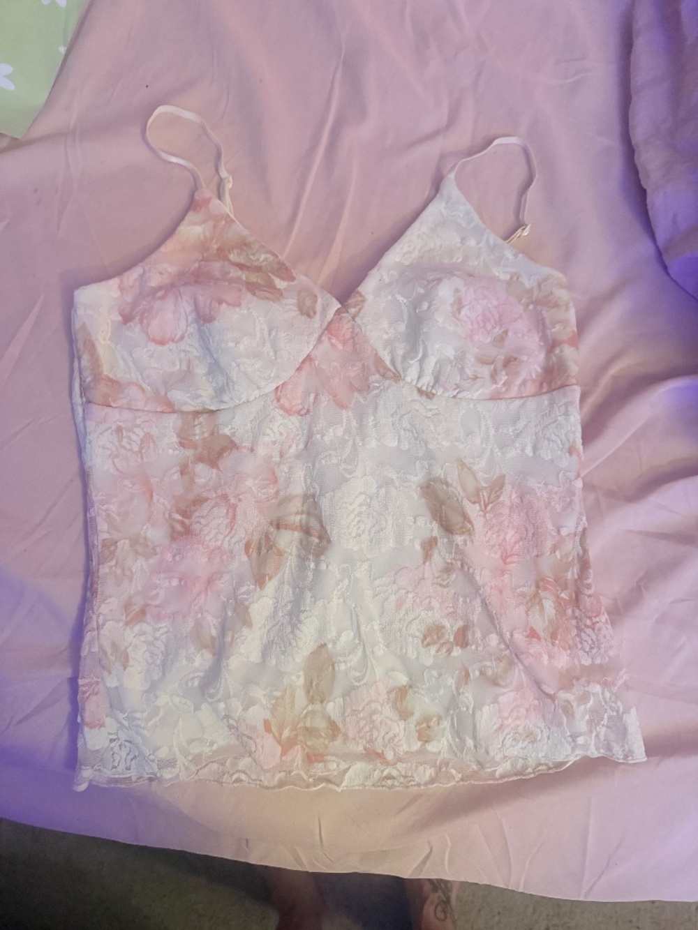 Studio Y tank top rose lace New without tags.
